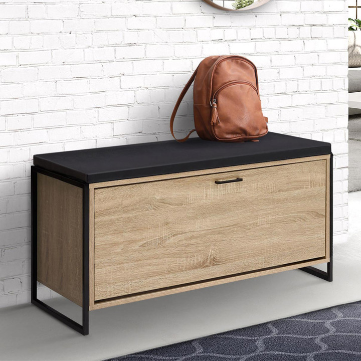 Panca industriale da ingresso con cuscino 100 cm - LUIS | ID Market