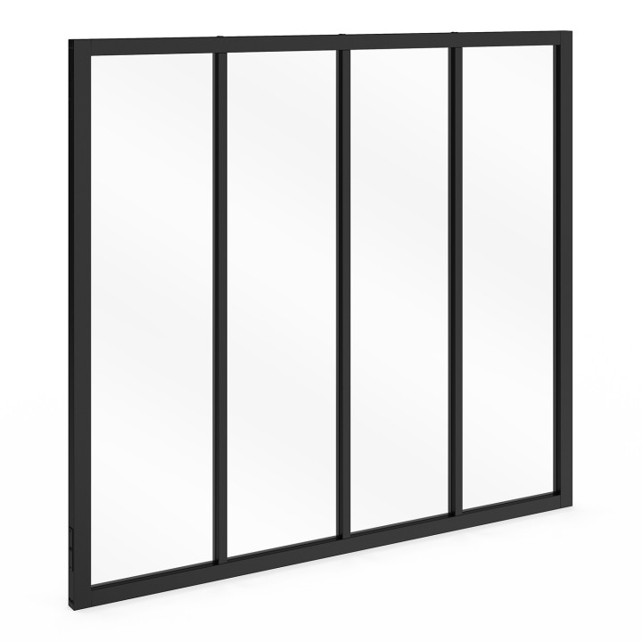 Tetto in vetro per officina con 4 vetrate in metallo nero e vetro temperato 116 x 108 cm | IdMarket