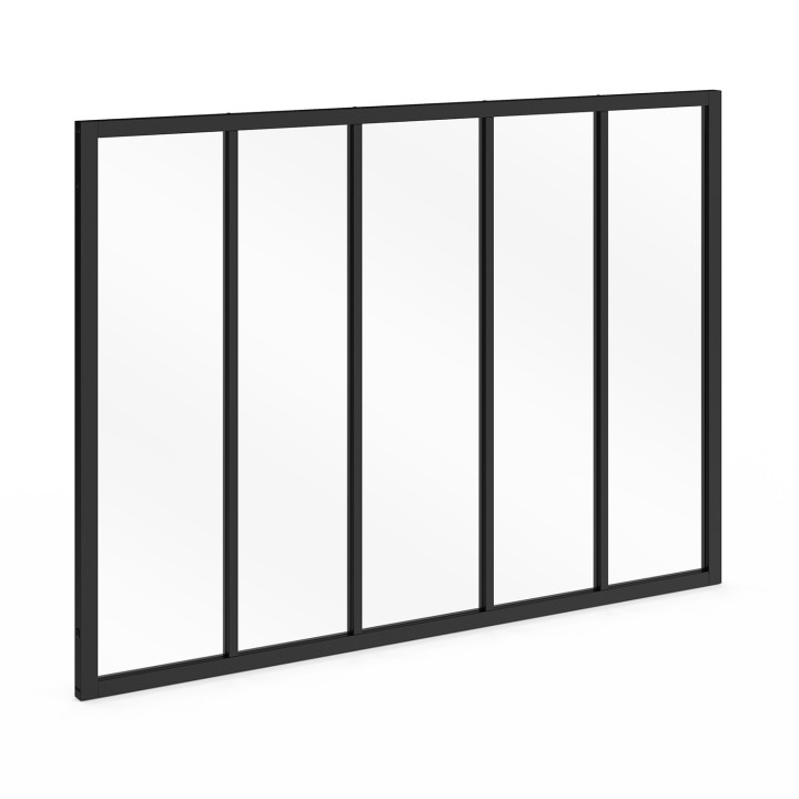 Tetto a 5 vetri L. 150 x H.108 cm in metallo nero e vetro temperato IDMarket