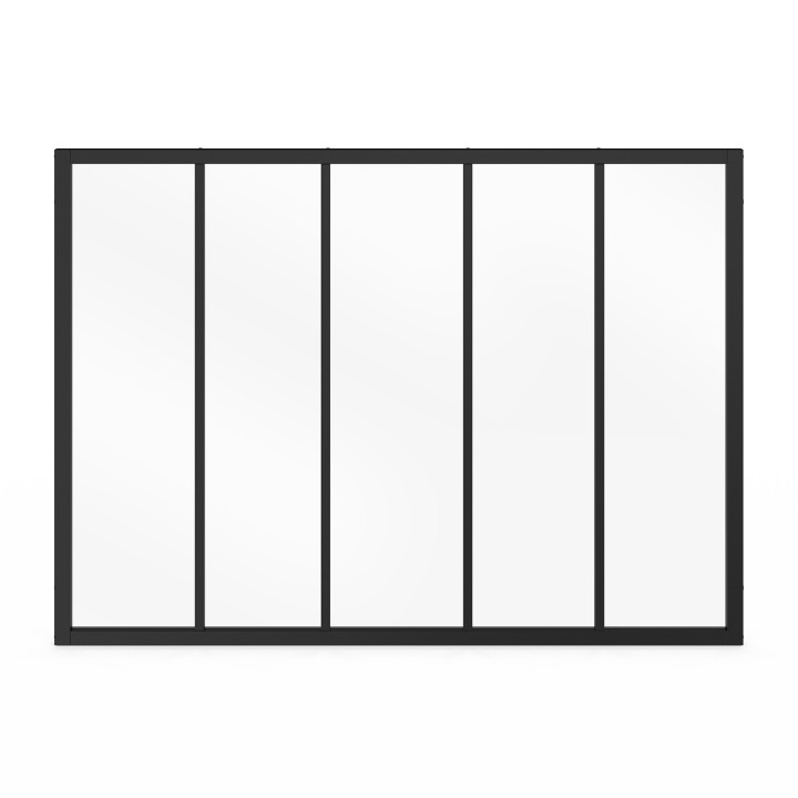 Tetto a 5 vetri L. 150 x H.108 cm in metallo nero e vetro temperato IDMarket