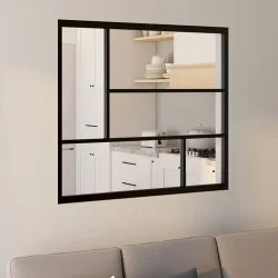 Tetto geometrico in vetro L. 93 x H. 108 cm in metallo nero e vetro temperato IDMarket