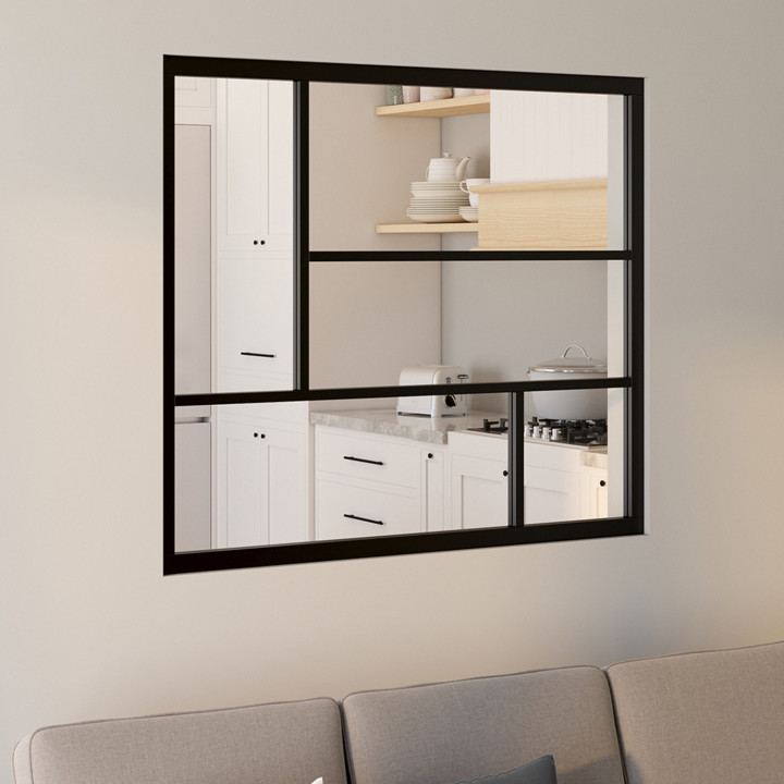 Tetto geometrico in vetro L. 93 x H. 108 cm in metallo nero e vetro temperato IDMarket