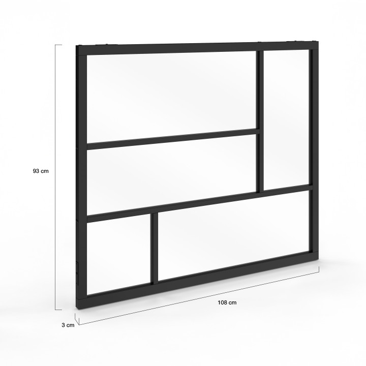 Tetto geometrico in vetro L. 93 x H. 108 cm in metallo nero e vetro temperato IDMarket