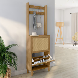Scarpiera da corridoio in legno 12 paia 2 ante effetto canna naturale - HANAE | ID Market