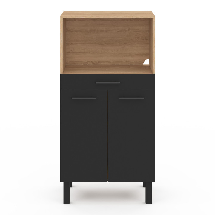 Credenza mediamente alta per microonde con cassetto e ante in faggio e nero - CINA | Zen Cart! IDMarket