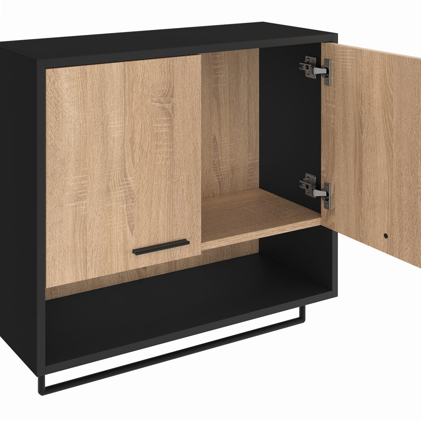 IDMarket Armadietto WALLIS Per Lavatrice O Asciugatrice – Nero E Faggio, 65x60x95 Cm