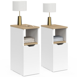 Comodini stretti bianchi e legno 1 anta con nicchia - ANOUK | Zen Cart! IDMarket