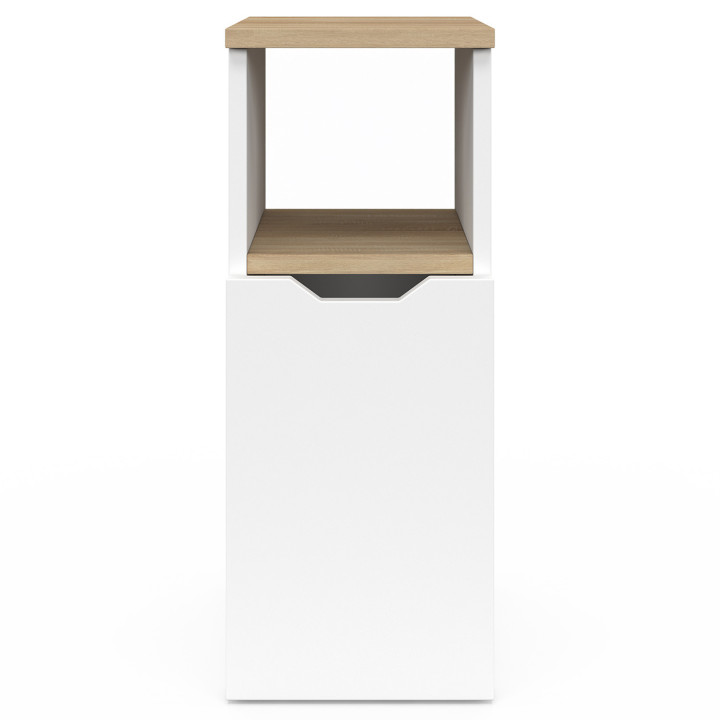 Comodini stretti bianchi e legno 1 anta con nicchia - ANOUK | Zen Cart! IDMarket