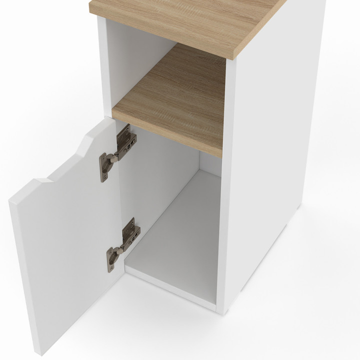 Comodini stretti bianchi e legno 1 anta con nicchia - ANOUK | Zen Cart! IDMarket