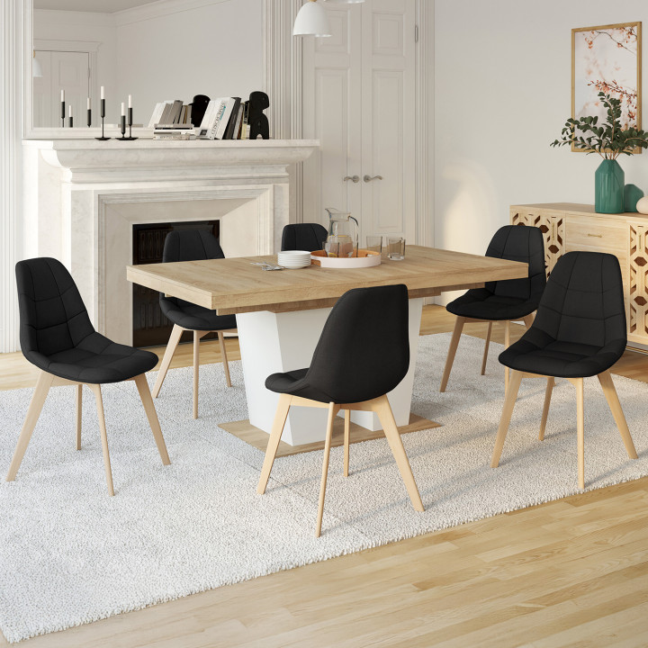 Set di 6 sedie da pranzo scandinave in tessuto nero - GABY | IDMarket
