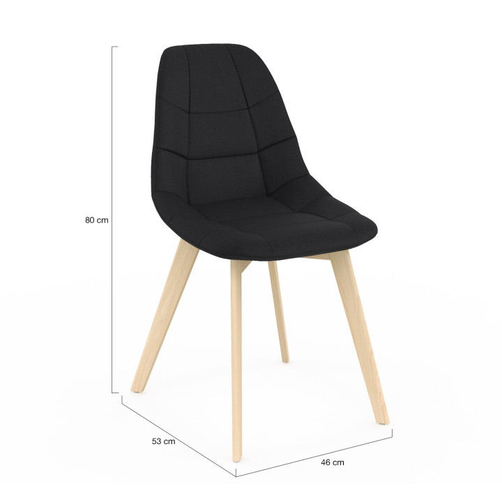 Set di 6 sedie da pranzo scandinave in tessuto nero - GABY | IDMarket