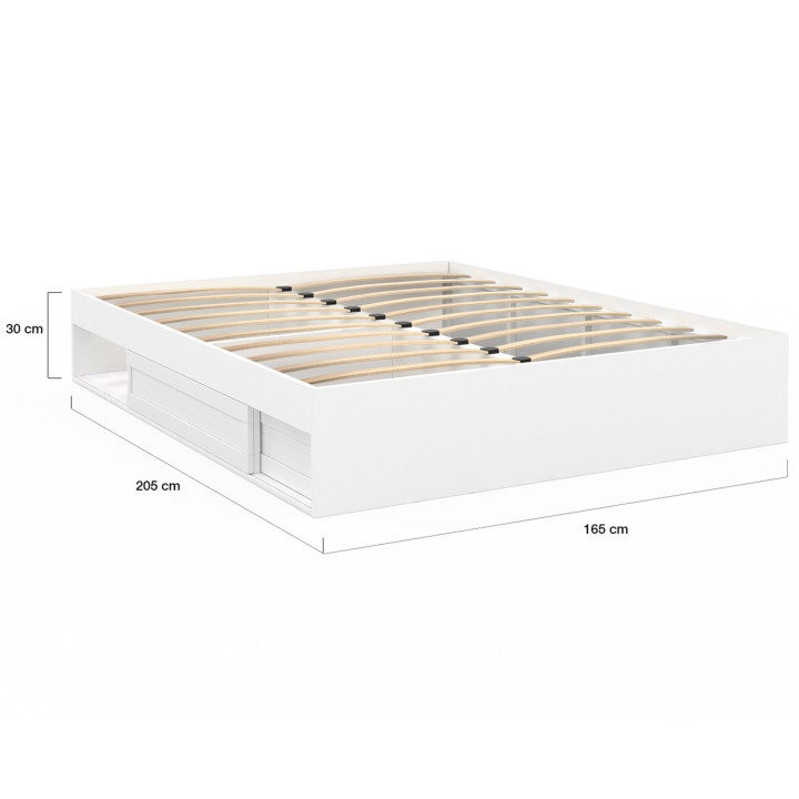 Struttura letto 160x200cm con contenitore e base bianca - SALEM | ID Market