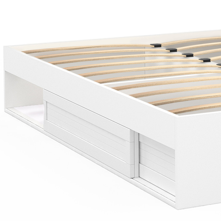 Struttura letto 160x200cm con contenitore e base bianca - SALEM | ID Market