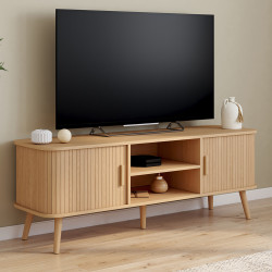 Porta TV 140 cm a 2 ante scorrevoli in rovere - ROMIE | REGNO UNITOIDMarket