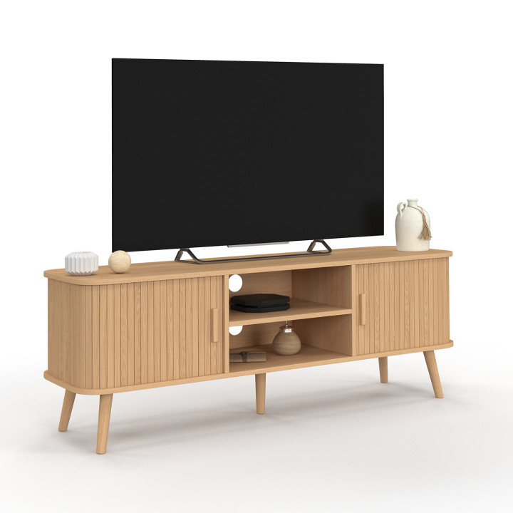 Porta TV 140 cm a 2 ante scorrevoli in rovere - ROMIE | REGNO UNITOIDMarket