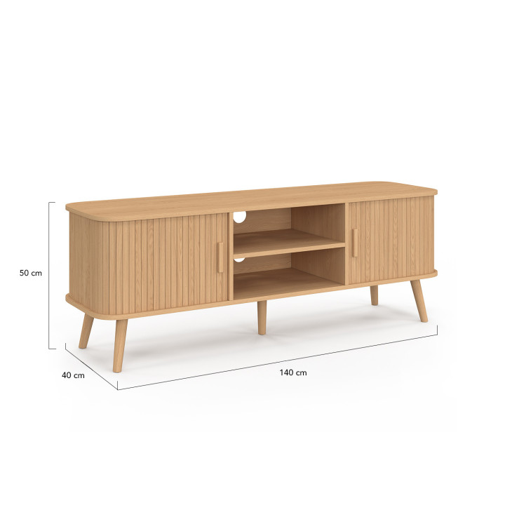 Porta TV 140 cm a 2 ante scorrevoli in rovere - ROMIE | REGNO UNITOIDMarket