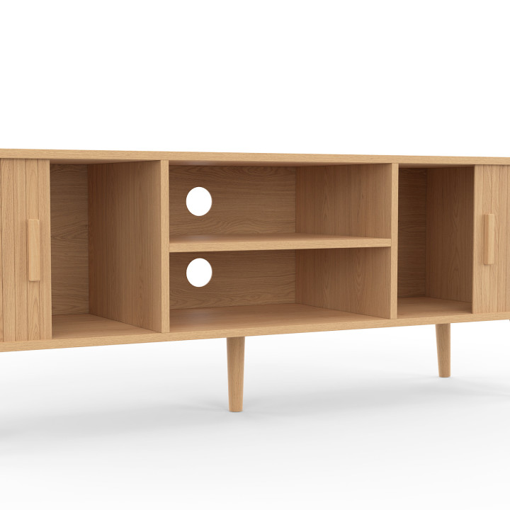 Porta TV 140 cm a 2 ante scorrevoli in rovere - ROMIE | REGNO UNITOIDMarket