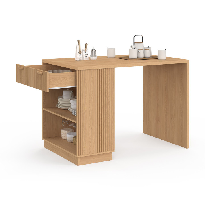 Isola centrale a 4 posti con doghe in rovere 130 cm - JULIETTE | IDMarket