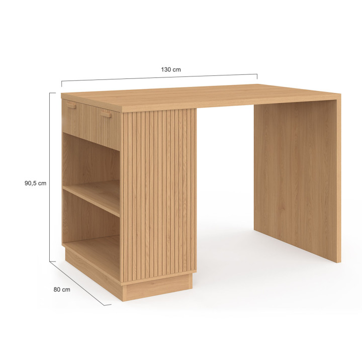 Isola centrale a 4 posti con doghe in rovere 130 cm - JULIETTE | IDMarket