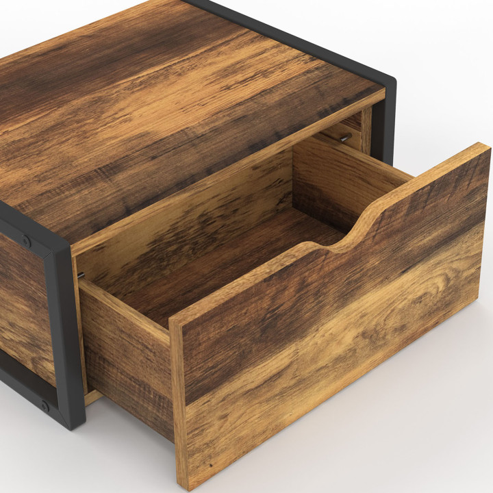 Comodini a parete in legno scuro e nero, stile industriale - HAWKINS | IDMarket