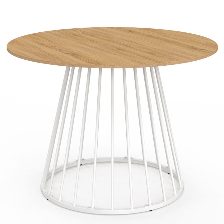 Tavolo da pranzo rotondo per 6 persone 110cm con piano in legno e gamba bianca - YUNA | Zen Cart! IDMarket