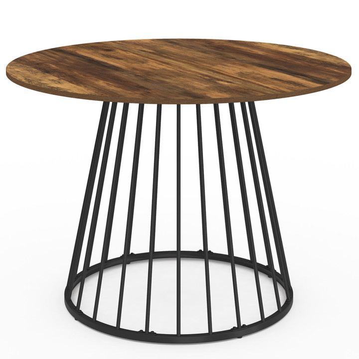 Tavolo da pranzo rotondo per 6 persone 110cm con piano in legno scuro e gamba nera - YUNA | Zen Cart! IDMarket