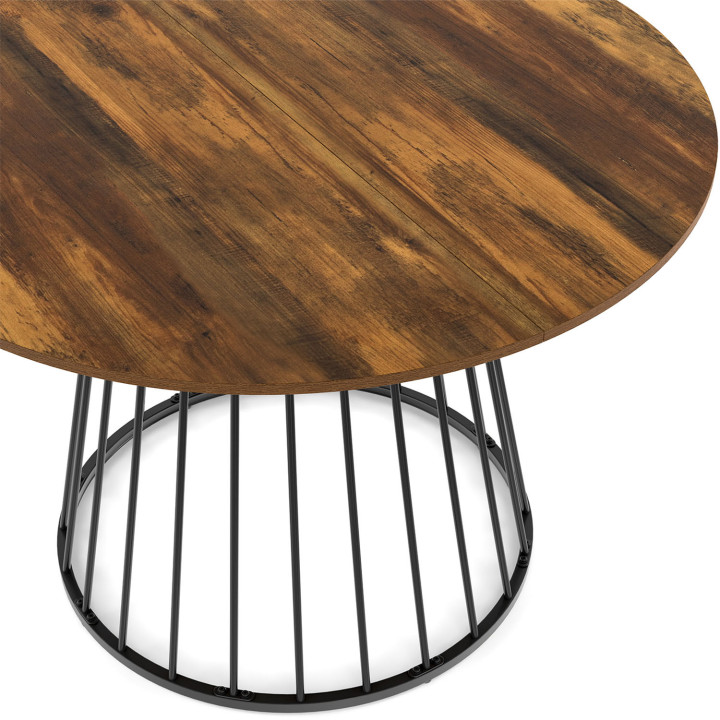 Tavolo da pranzo rotondo per 6 persone 110cm con piano in legno scuro e gamba nera - YUNA | Zen Cart! IDMarket