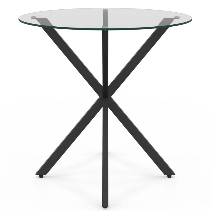 Tavolo da pranzo rotondo 4 persone 80cm nero con gambe a ragno e piano in vetro - ALIX | The ALIX Group IDMarket