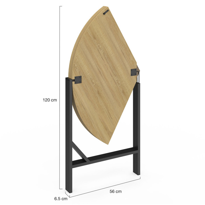 Tavolo da pranzo rotondo pieghevole in legno e nero per 4 persone 110cm - YAEL | IDMarket