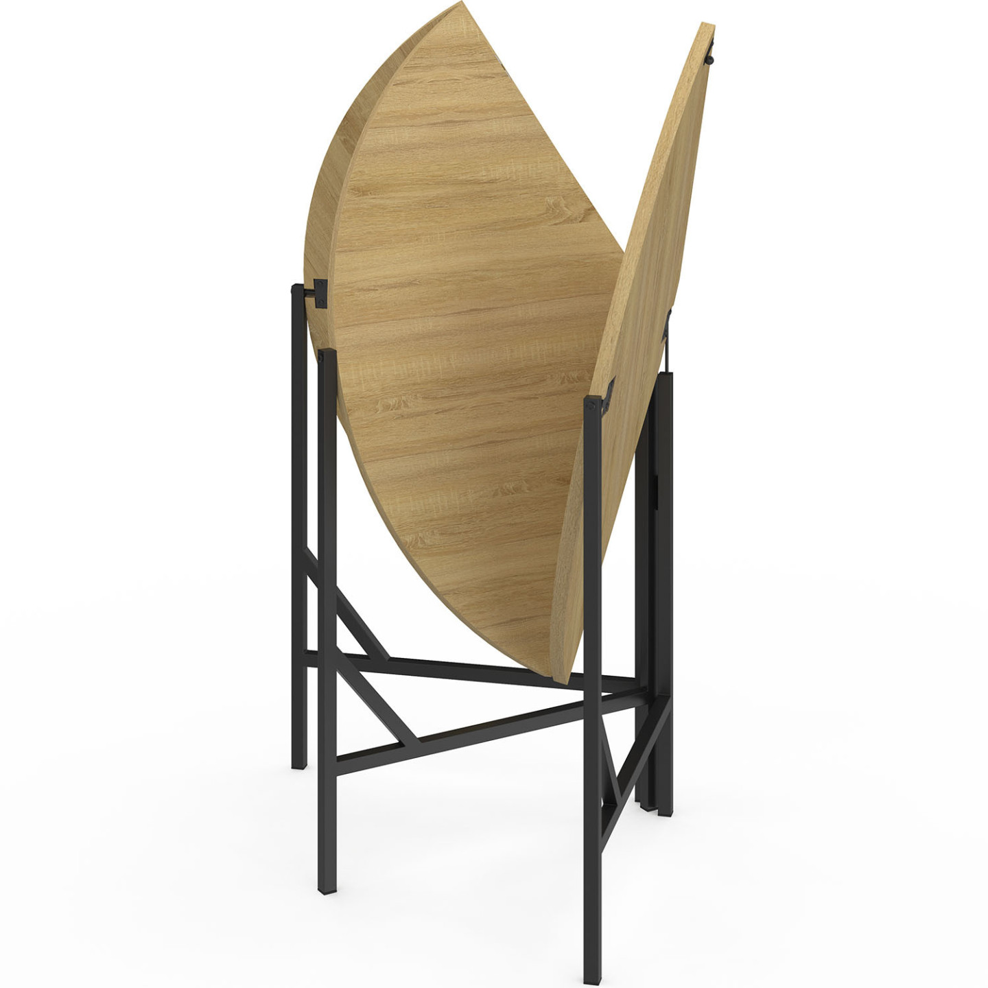 Tavolo Da Pranzo Pieghevole Rotondo Con Ruote | 130x75 Cm | Allungabile A Ribalta | Per Piccoli Spazi | Grigio