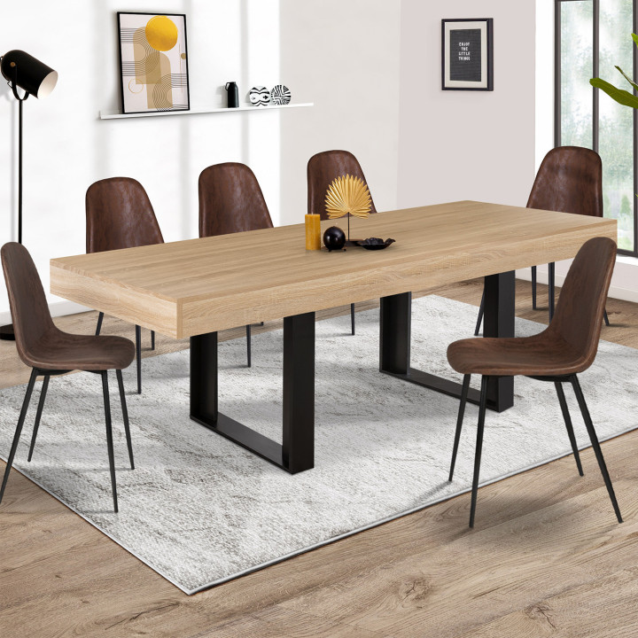 Tavolo da pranzo industriale in legno e nero 224cm - PHOENIX | ID Market