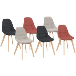 Set di 6 sedie scandinave di colore misto grigio scuro x2, terracotta x2, beige x2 - GABY | Zen Cart! IDMarket
