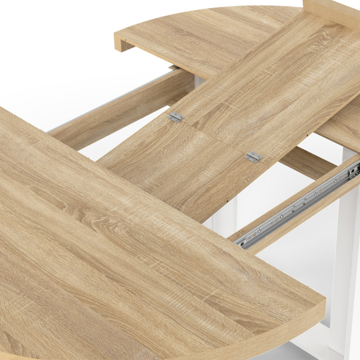 Tavolo da pranzo rotondo allungabile per 6 persone 110-150 cm in legno e bianco - PHOENIX | IdMarket
