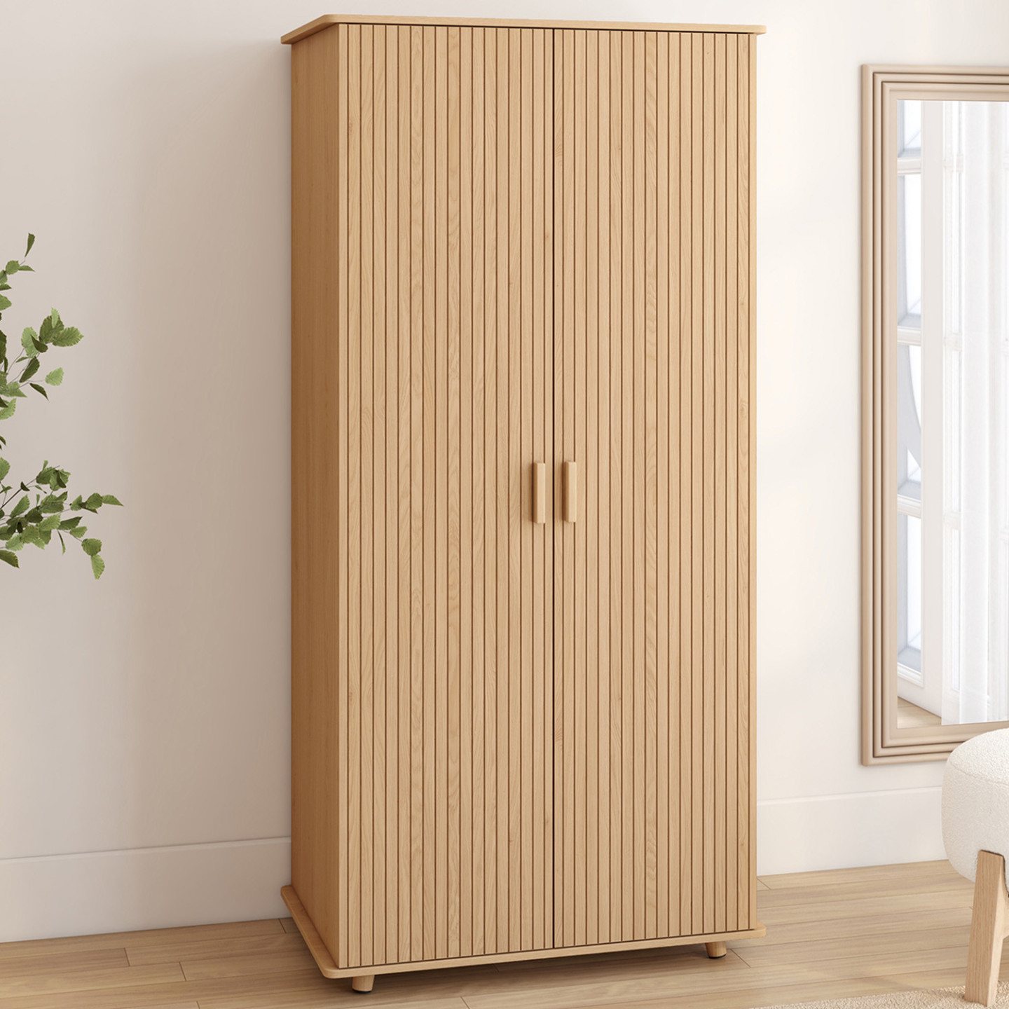 Armadio a doghe in rovere 80 cm - Armadio a 2 ante con ripiani