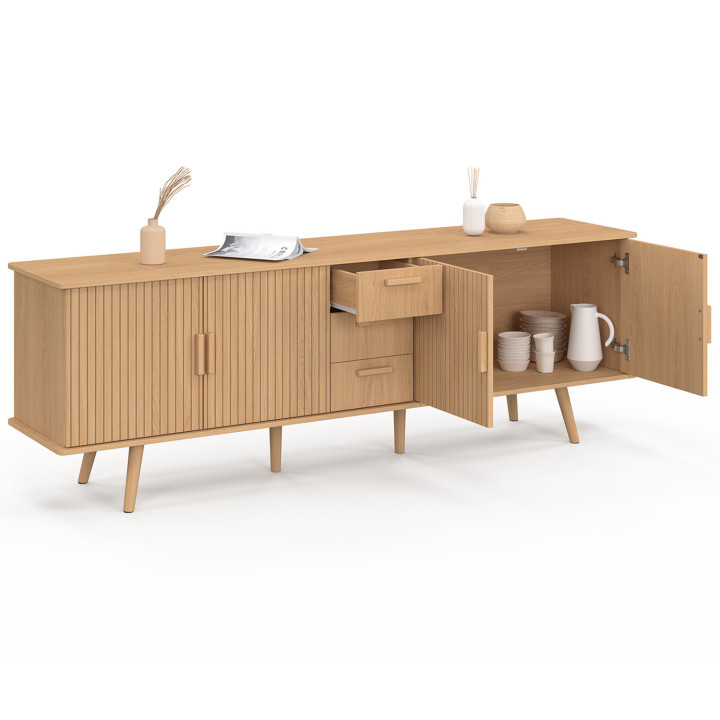 Buffet 180 cm XXL 4 ante e 3 cassetti a doghe di rovere - JULIETTE | IDMarket