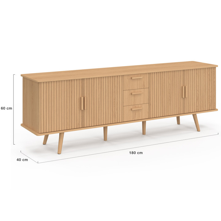 Buffet 180 cm XXL 4 ante e 3 cassetti a doghe di rovere - JULIETTE | IDMarket