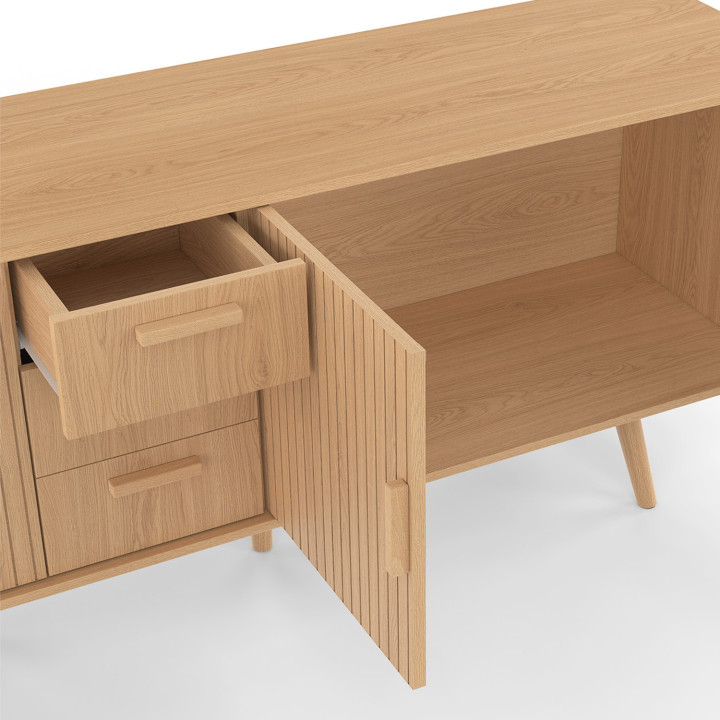 Buffet 180 cm XXL 4 ante e 3 cassetti a doghe di rovere - JULIETTE | IDMarket