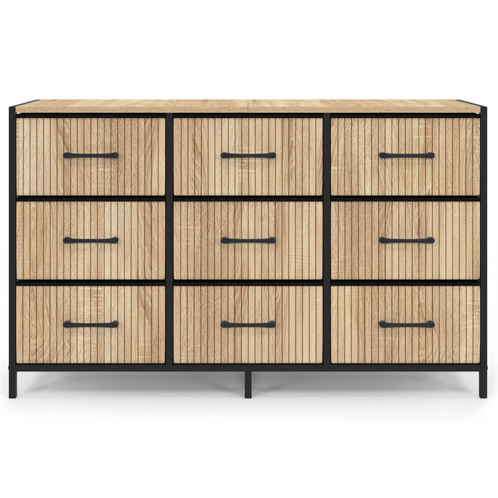 Cassettiera a 9 cassetti in tessuto effetto doghe 115 CM, design industriale - UTAH | IDMarket