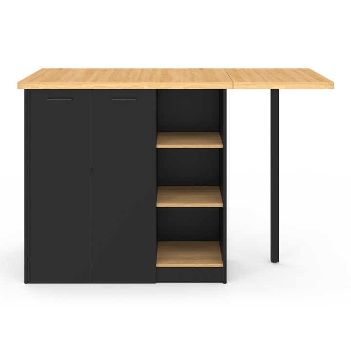 Isola centrale da 140 cm in legno nero con piano di lavoro effetto faggio - CESAR | Zen Cart! IDMarket