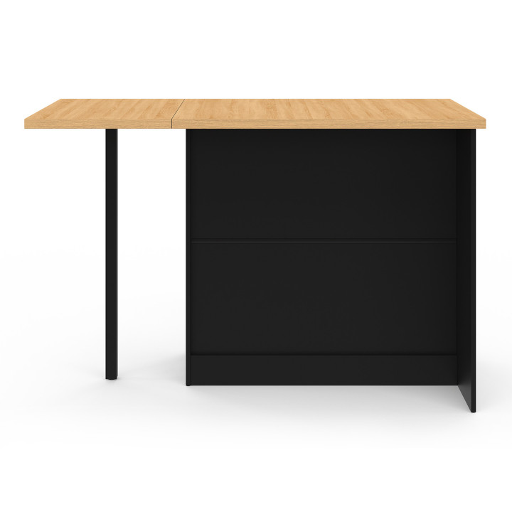 Isola centrale da 140 cm in legno nero con piano di lavoro effetto faggio - CESAR | Zen Cart! IDMarket