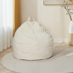Pouf a forma di pera in velluto a coste beige - HORTENSE | ID Market