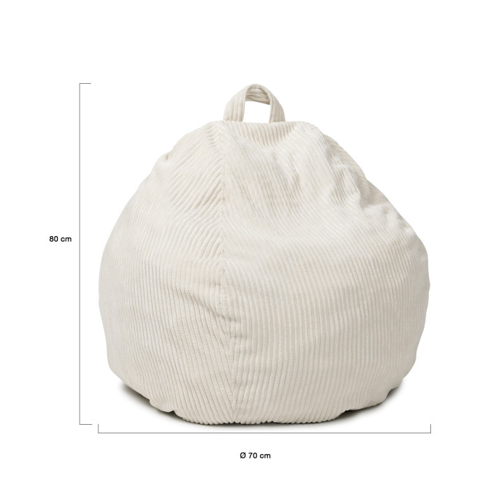 Pouf a forma di pera in velluto a coste beige - HORTENSE | ID Market
