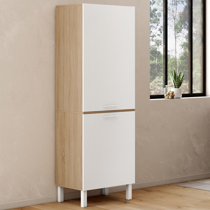 Colonna da cucina bianca e faggio 60 cm - CINA | Zen Cart! IDMarket