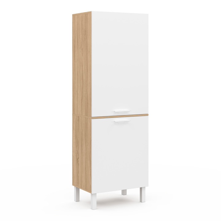 Colonna da cucina bianca e faggio 60 cm - CINA | Zen Cart! IDMarket