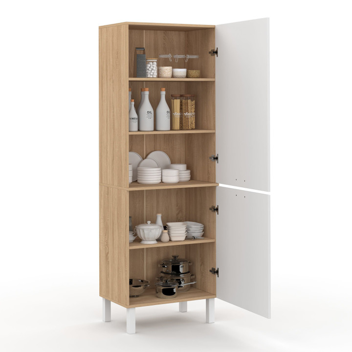 Colonna da cucina bianca e faggio 60 cm - CINA | Zen Cart! IDMarket