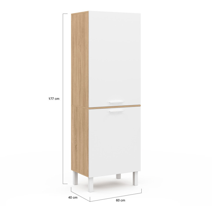 Colonna da cucina bianca e faggio 60 cm - CINA | Zen Cart! IDMarket