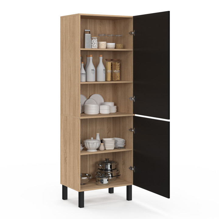 Colonna da cucina in faggio e nero 60 cm - CINA | Zen Cart! IDMarket