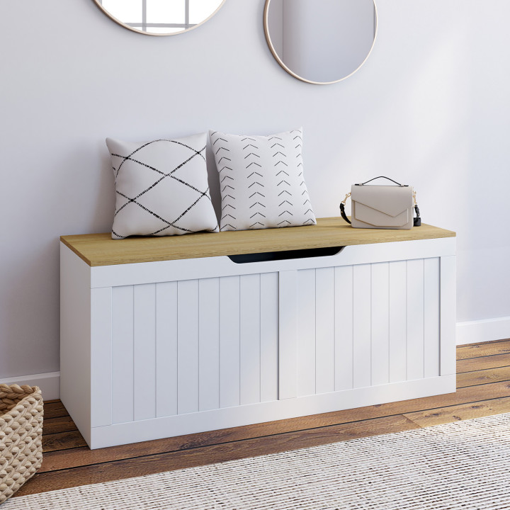 Cassettone in legno e bianco, 100 cm - LEON | REGNO UNITO IDMarket