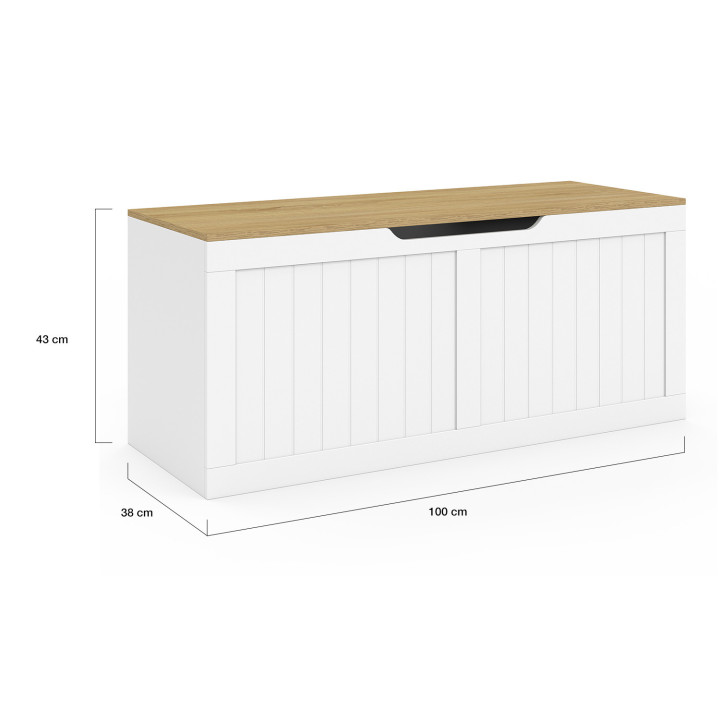Cassettone in legno e bianco, 100 cm - LEON | REGNO UNITO IDMarket