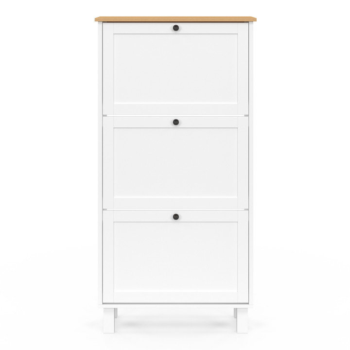 Scarpiera a 18 paia in legno e bianco - ACHILLE | The Art of Shoe Styling IDMarket